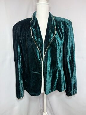 Double D Ranch Stud Embellished Turquoise Velvet Blazer Size Medium